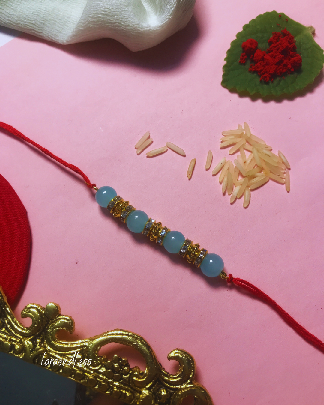 Golden Aura Rakhi in Multiple Colors – Handmade Pearl Rakhi for Raksha Bandhan