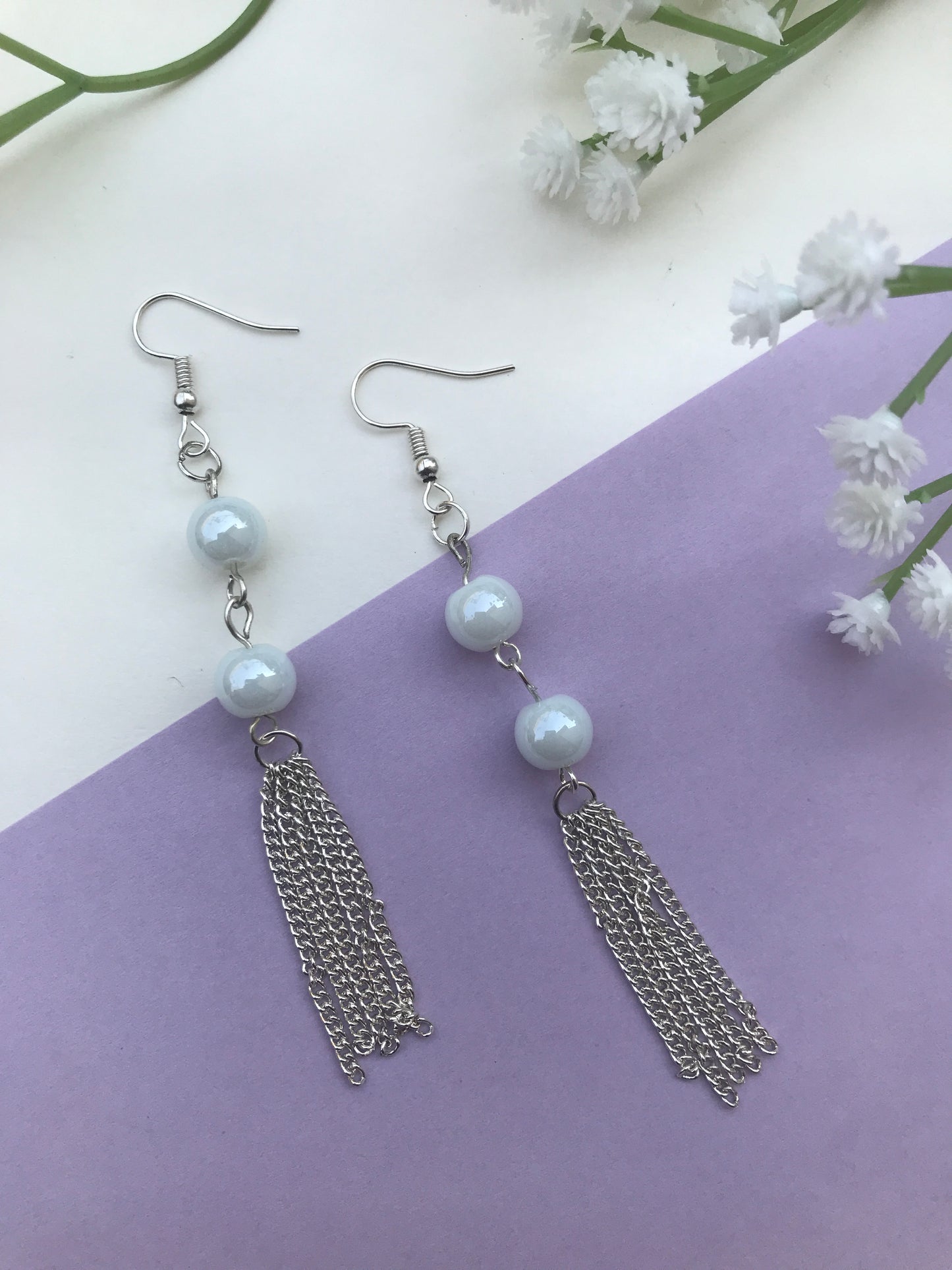 Handmade Glass Beads Tassels Hook Earrings for Women & Girls
