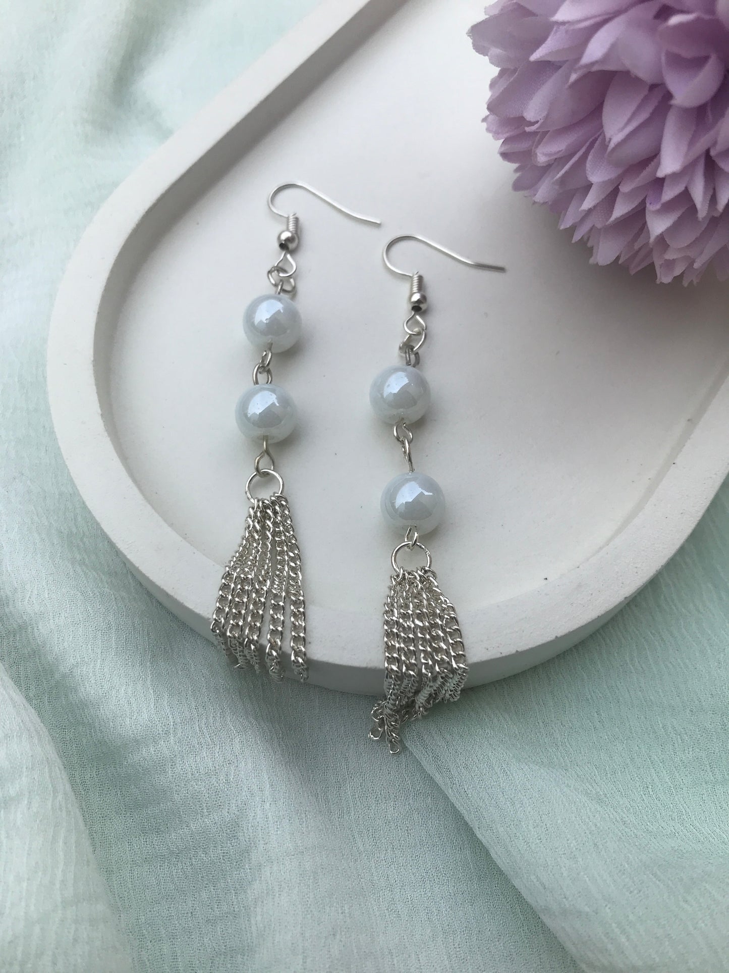 Handmade Glass Beads Tassels Hook Earrings for Women & Girls