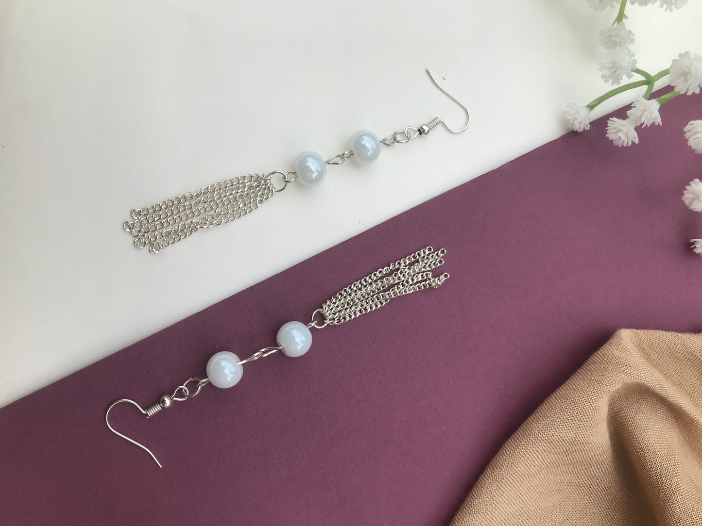 Handmade Glass Beads Tassels Hook Earrings for Women & Girls