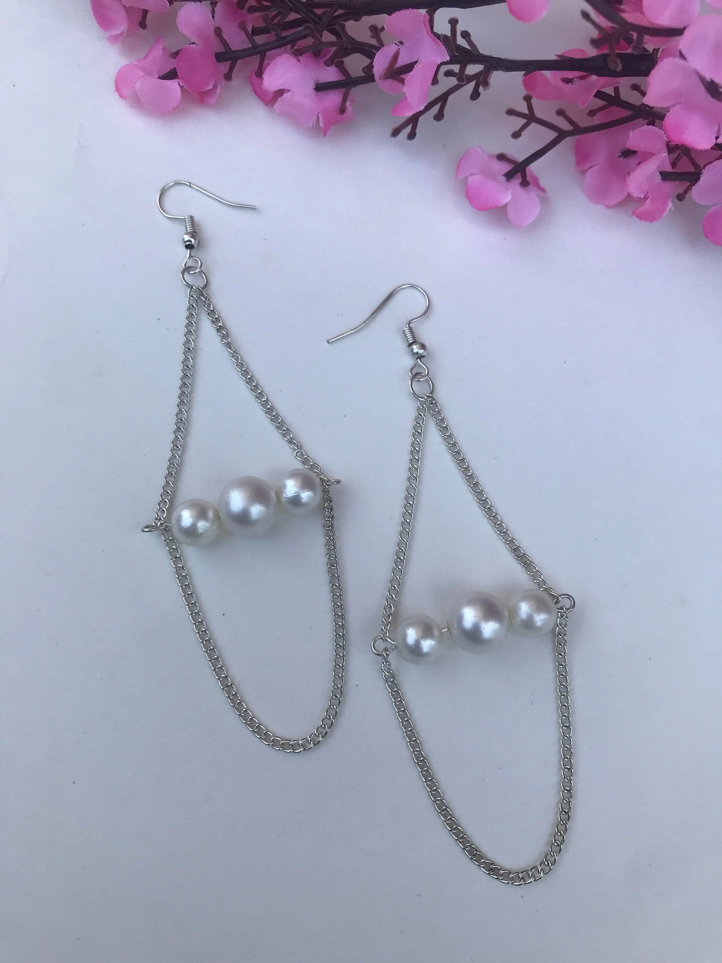 Elegant Silver Pearl Dangle Earrings for Women & Girls Lara Endless