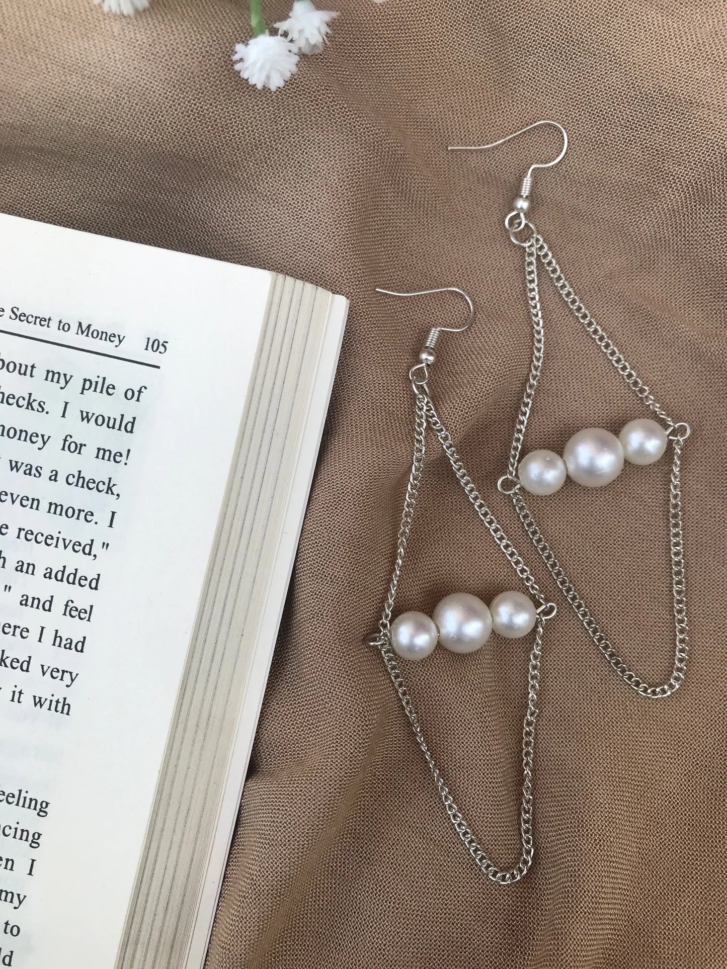 Elegant Silver Pearl Dangle Earrings for Women & Girls Lara Endless