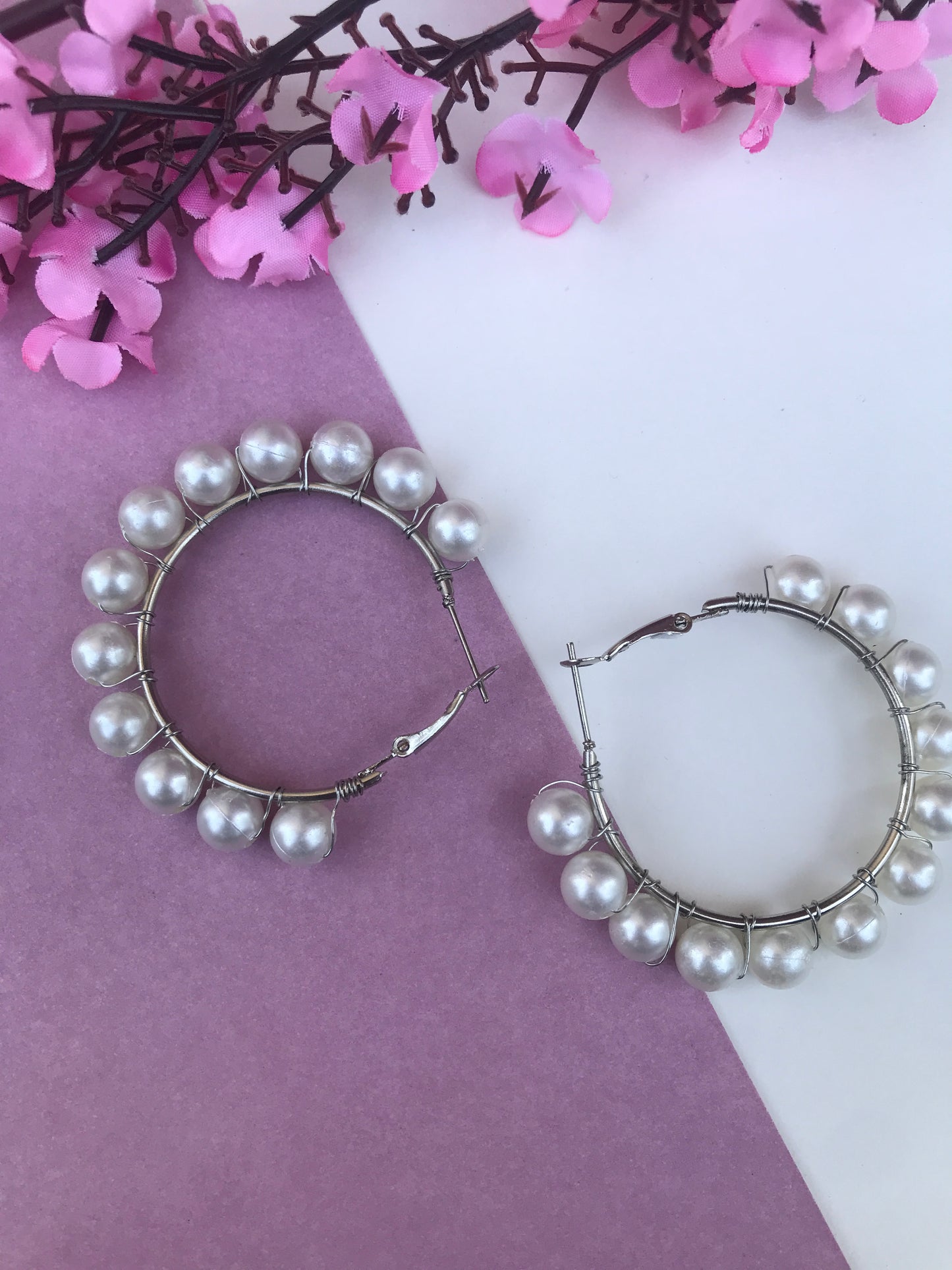 Pearl Hoop Earrings for Women & Girls