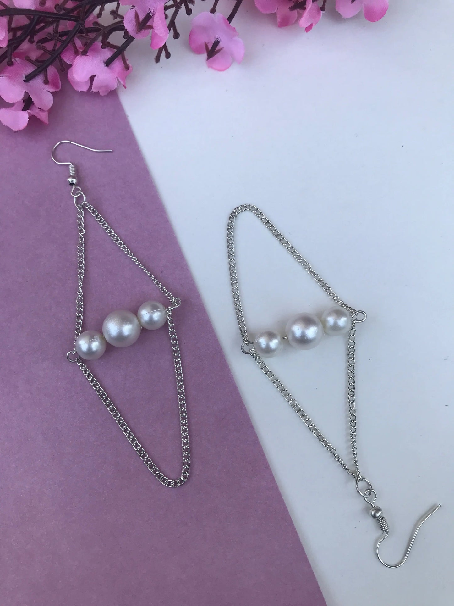 Elegant Silver Pearl Dangle Earrings for Women & Girls Lara Endless