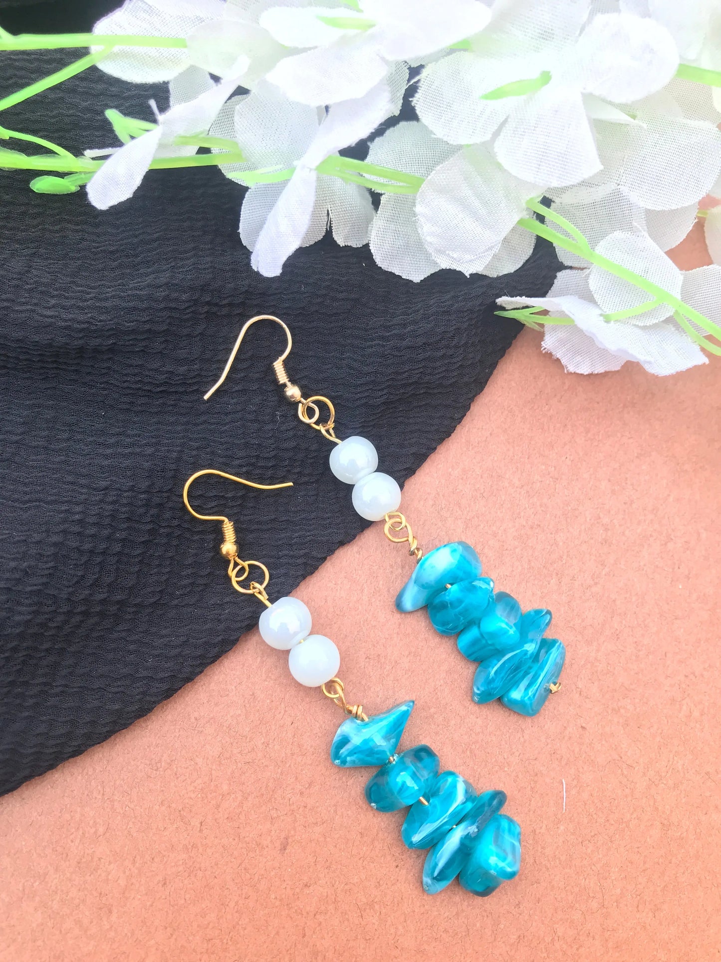 Handmade Blue Chips Bead Dangle Earrings for Women & Girls Lara Endless