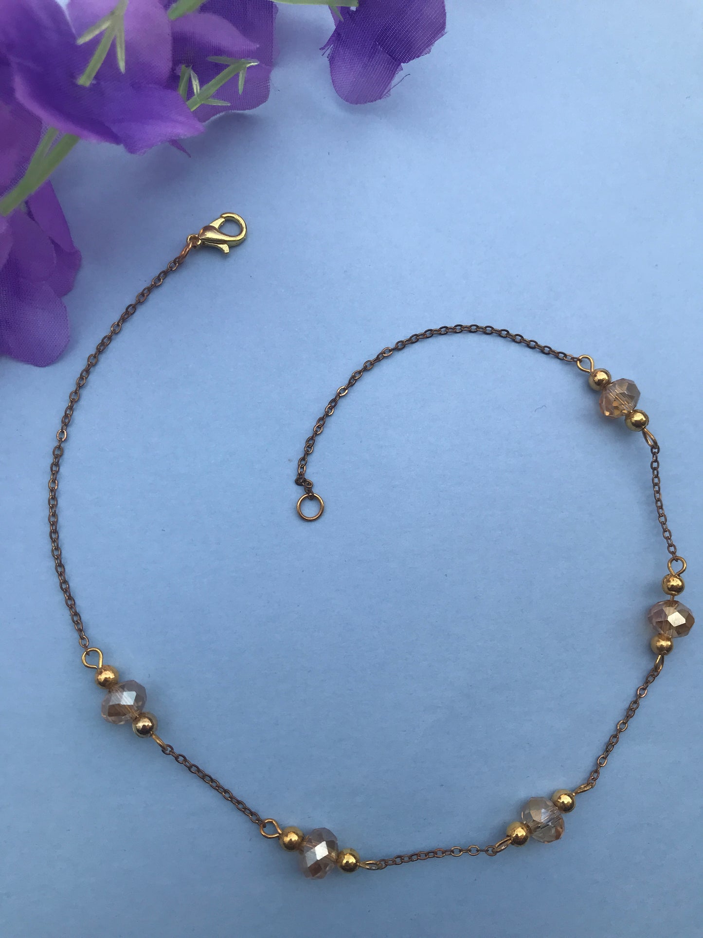 Golden Glow Minimal Crystal Chain Necklace