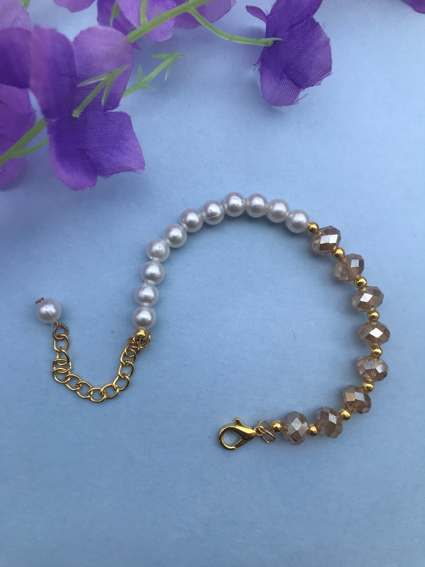 Golden Glow Pearl & Crystal Bracelet