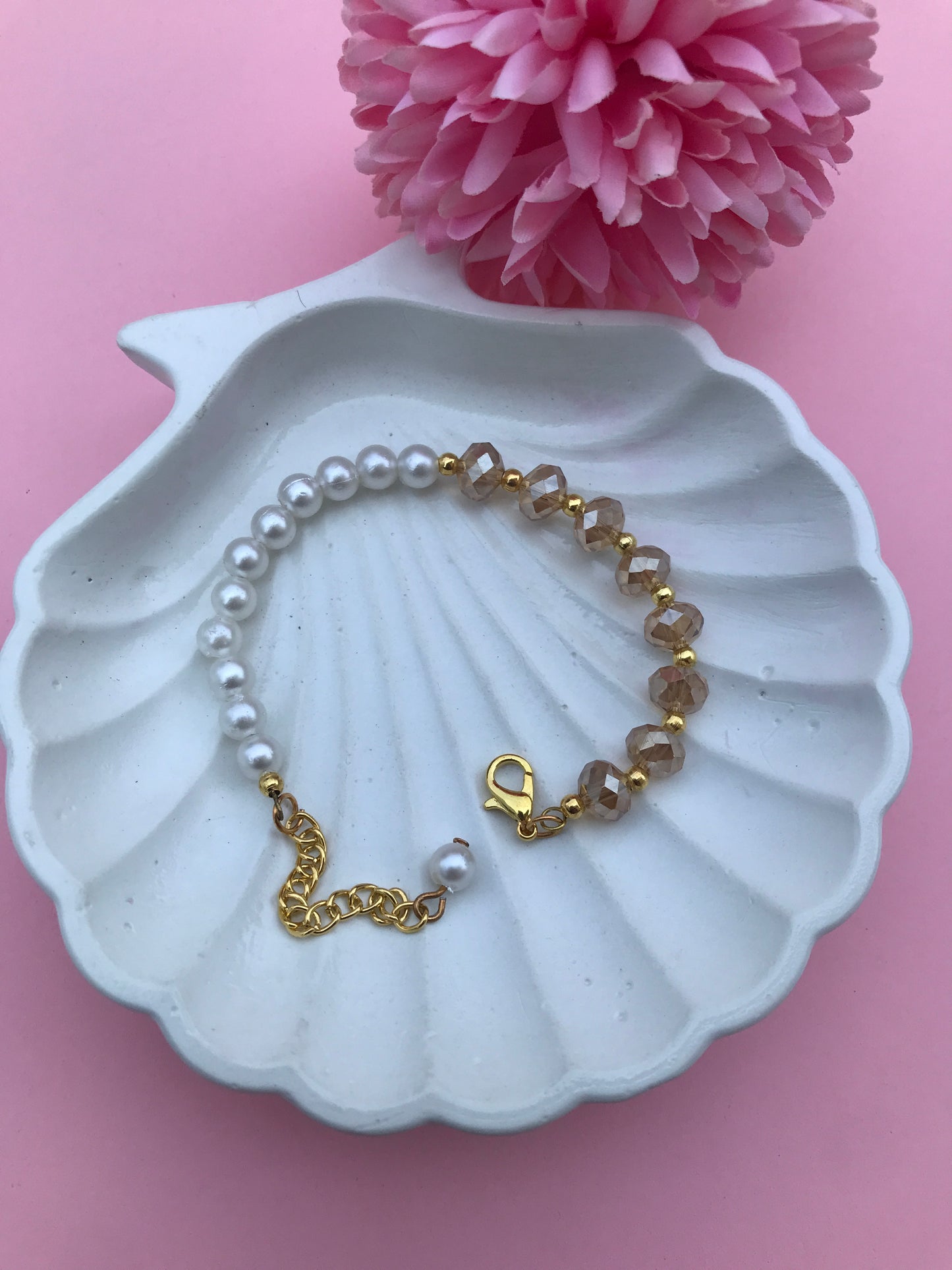 Golden Glow Pearl & Crystal Bracelet