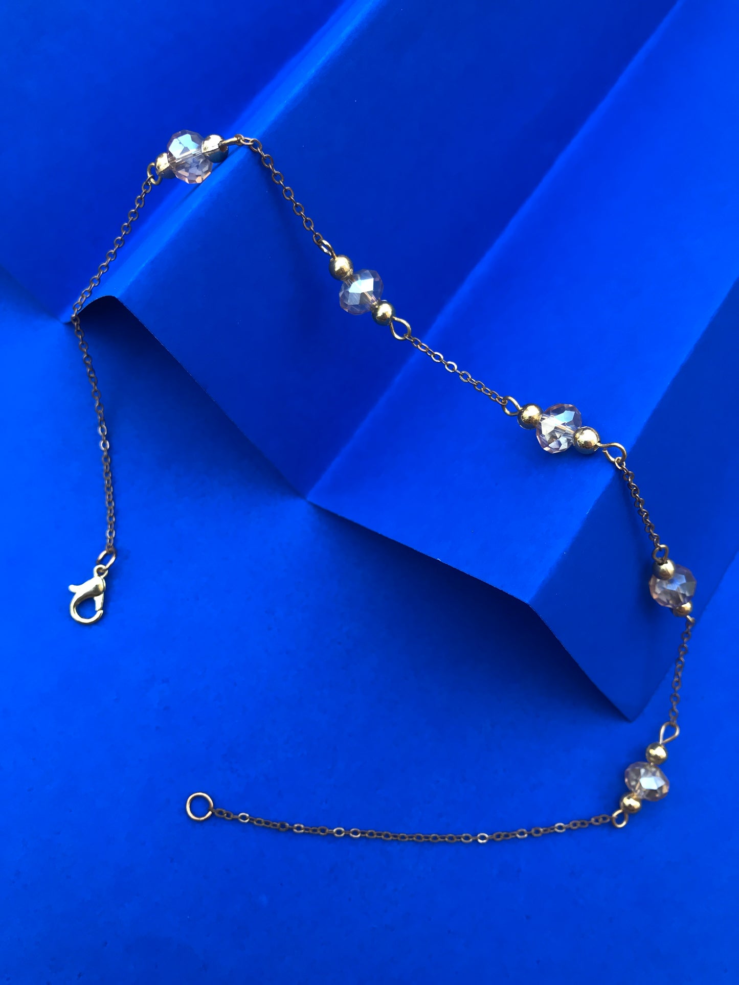 Golden Glow Minimal Crystal Chain Necklace