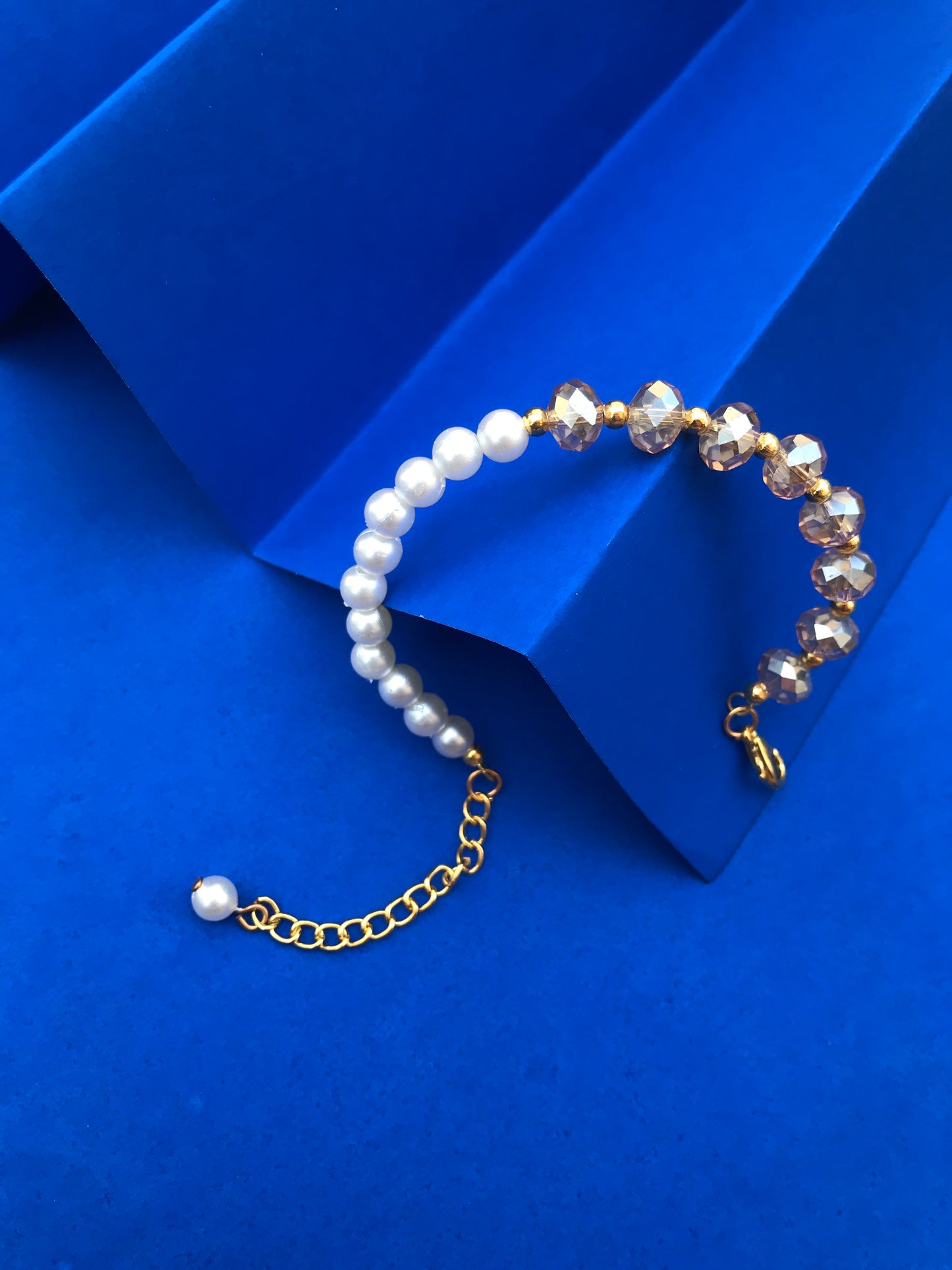 Golden Glow Pearl & Crystal Bracelet