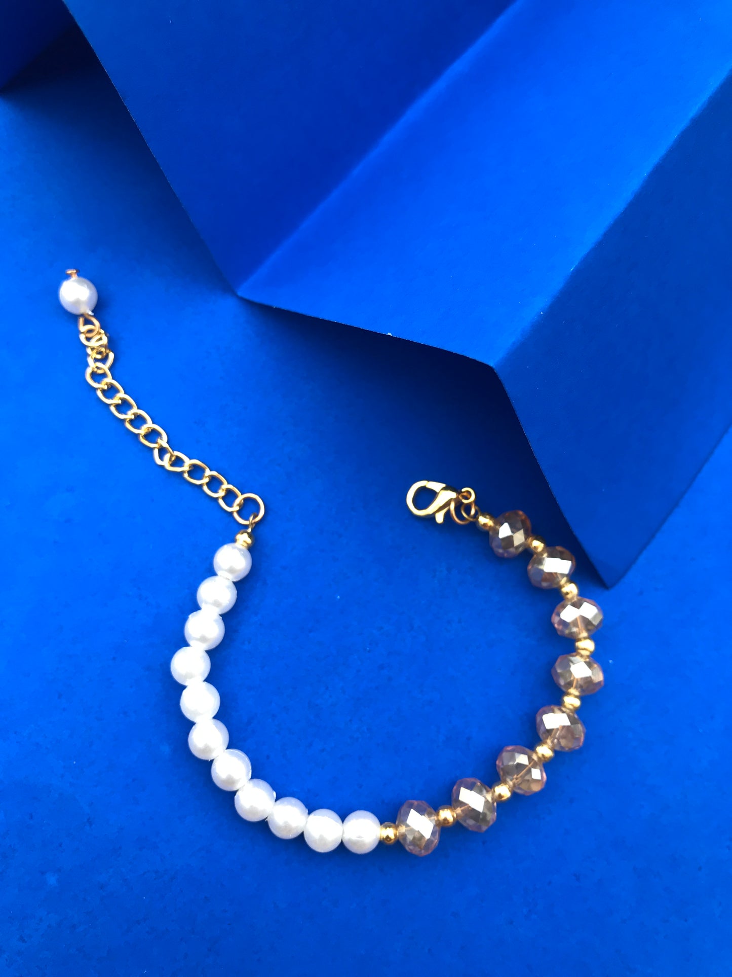 Golden Glow Pearl & Crystal Bracelet