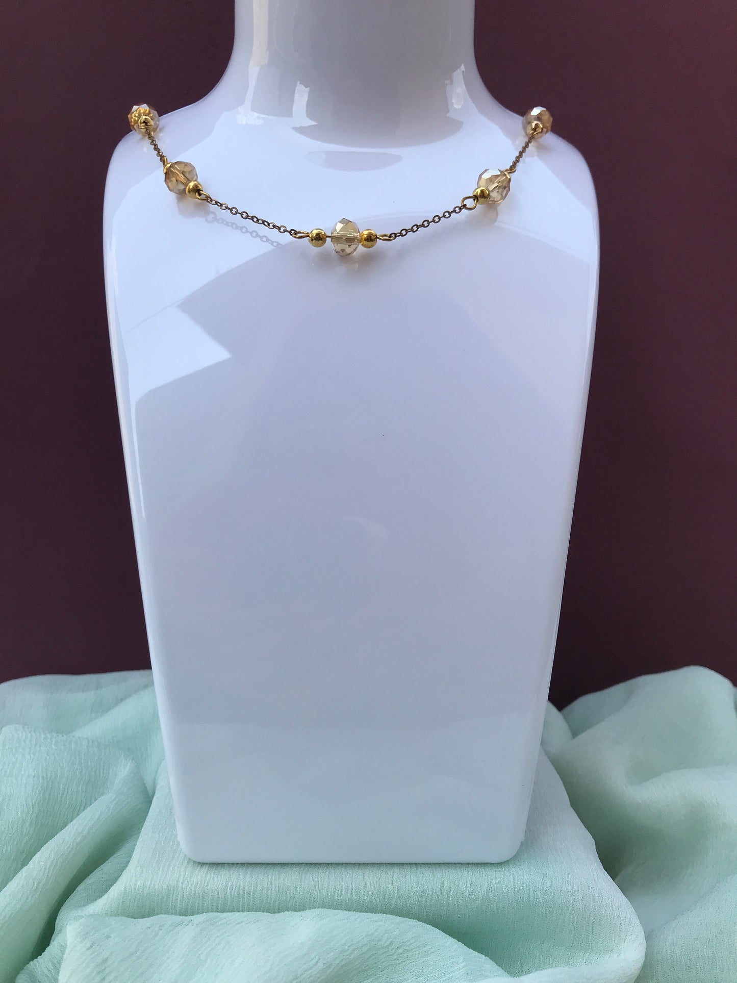 Golden Glow Minimal Crystal Chain Necklace