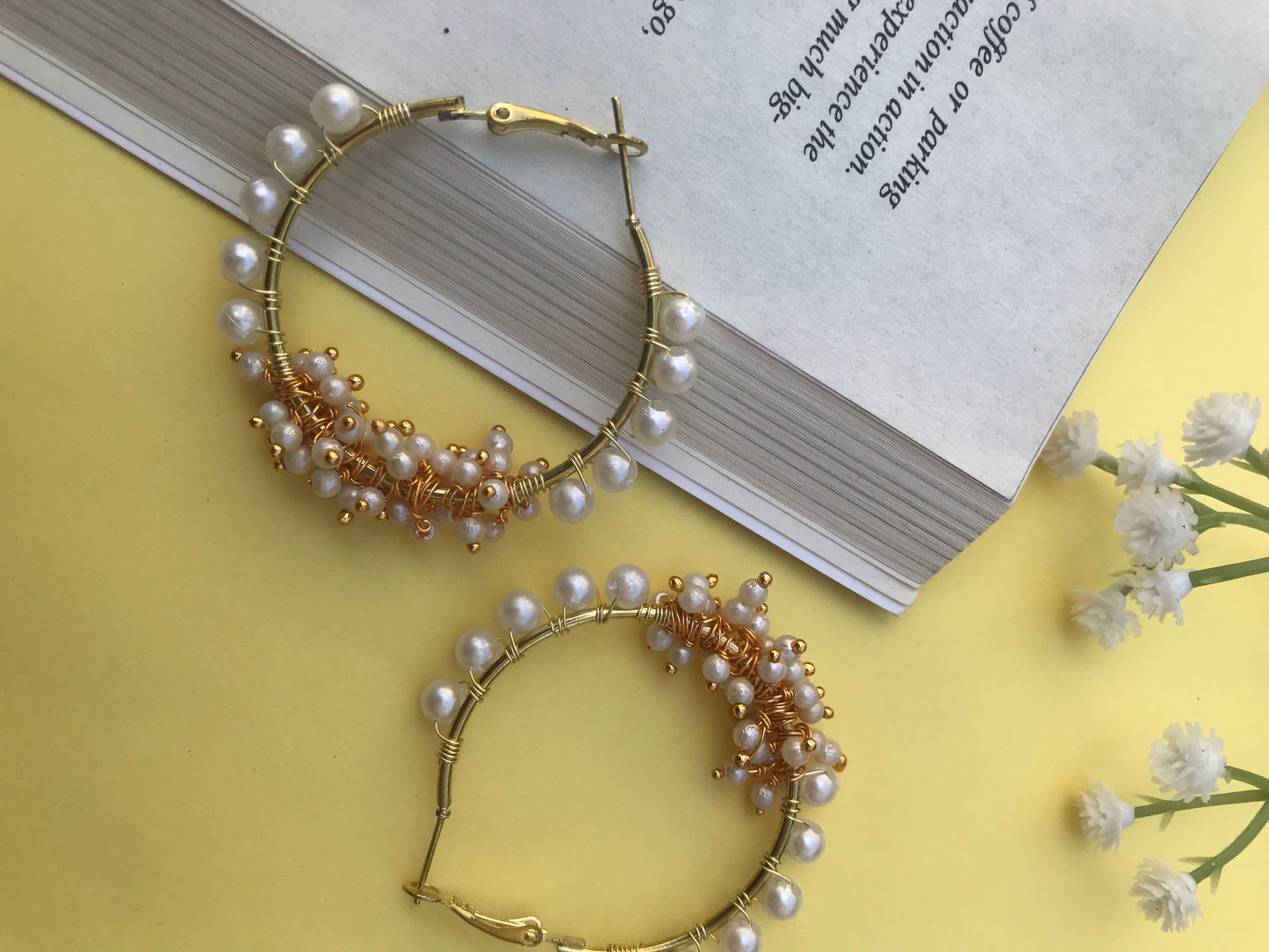 Aurora Cluster Pearl Hoops – Handmade Pearl Hoop Earrings for Women