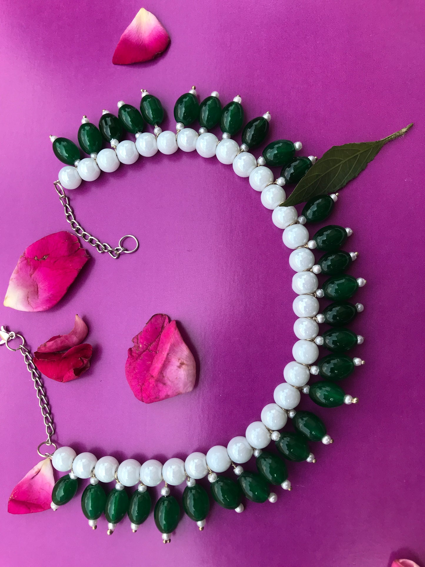 Royal Emerald Drop Beaded Necklace Set