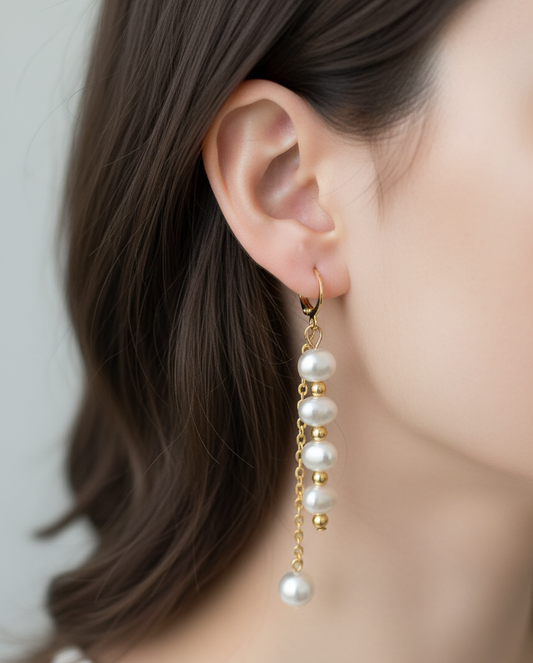 Handmade Elegant Pearl Drop Earrings for Women & Girls