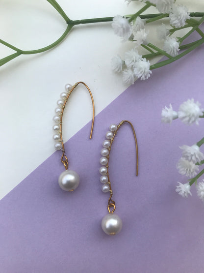 Elegant Homemade Jewellery Pearl Hook Earrings for Women & Girls