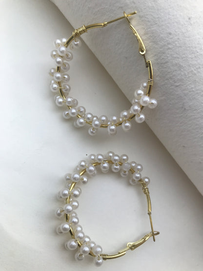 Pearl Hoop Earrings for Women – Charming Handmade Pearl Hoops