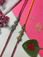Minimal Pearl Bead Rakhi for Brother – Handmade Traditional Rakhi in Silver & Gold Tones