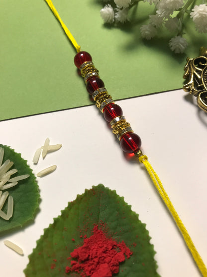 Golden Aura Rakhi in Multiple Colors – Handmade Pearl Rakhi for Raksha Bandhan