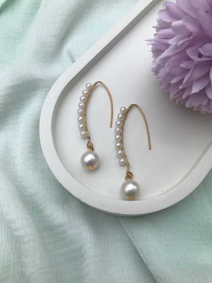 Elegant Homemade Jewellery Pearl Hook Earrings for Women & Girls