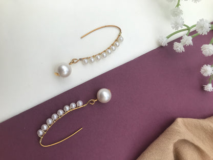 Elegant Homemade Jewellery Pearl Hook Earrings for Women & Girls