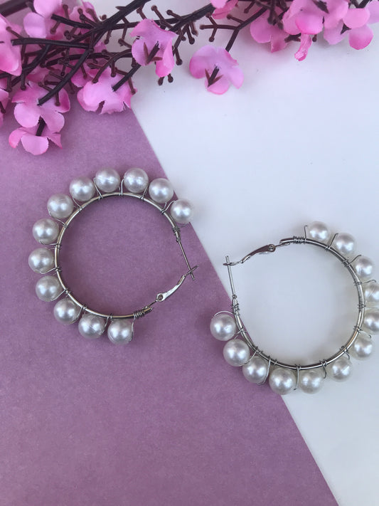 Pearl Hoop Earrings for Women & Girls